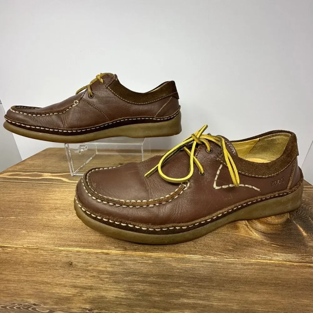 Ecco Mens Dress Shoes Brown Nubuck Leather Lace Up 2 Eye Size 42 EU/ 8 US Casual